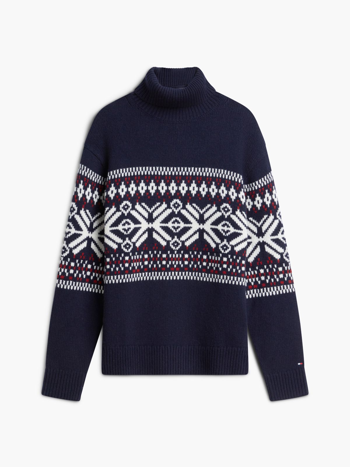 Wool Blend Roll Neck Fair Isle Jumper — Blue
