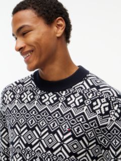 Fair Isle Relaxed Crew Neck Jumper — Blue 3