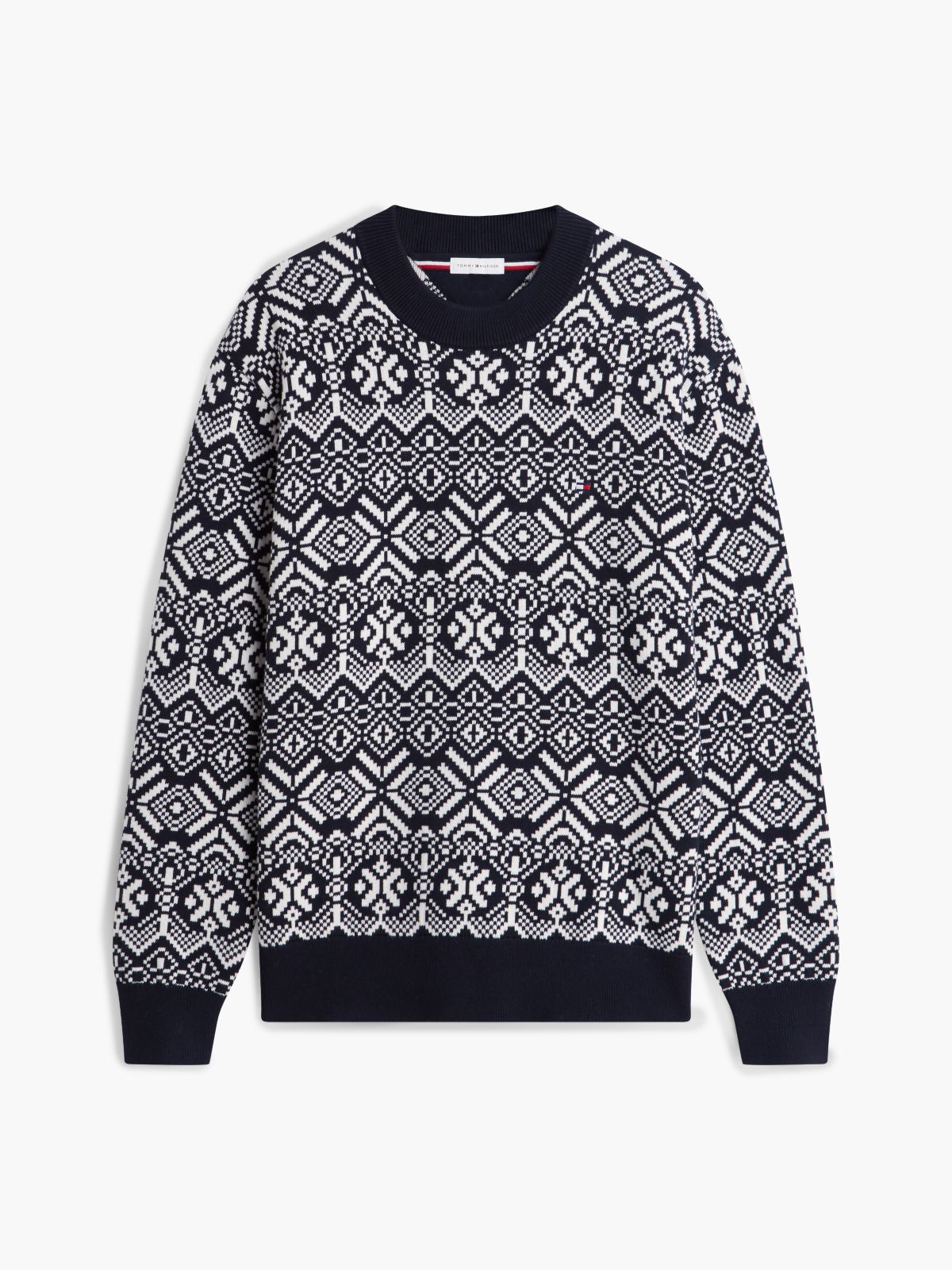 Fair Isle Relaxed Crew Neck Jumper — Blue