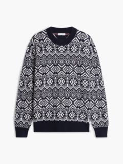 Fair Isle Relaxed Crew Neck Jumper — Blue 5