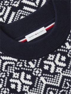 Fair Isle Relaxed Crew Neck Jumper — Blue 6