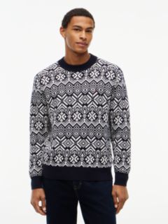 Fair Isle Relaxed Crew Neck Jumper — Blue 1