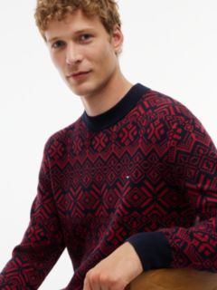 Fair Isle Relaxed Crew Neck Jumper — Red 3