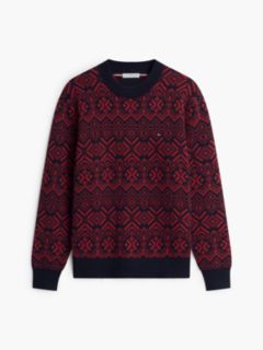 Fair Isle Relaxed Crew Neck Jumper — Red 5