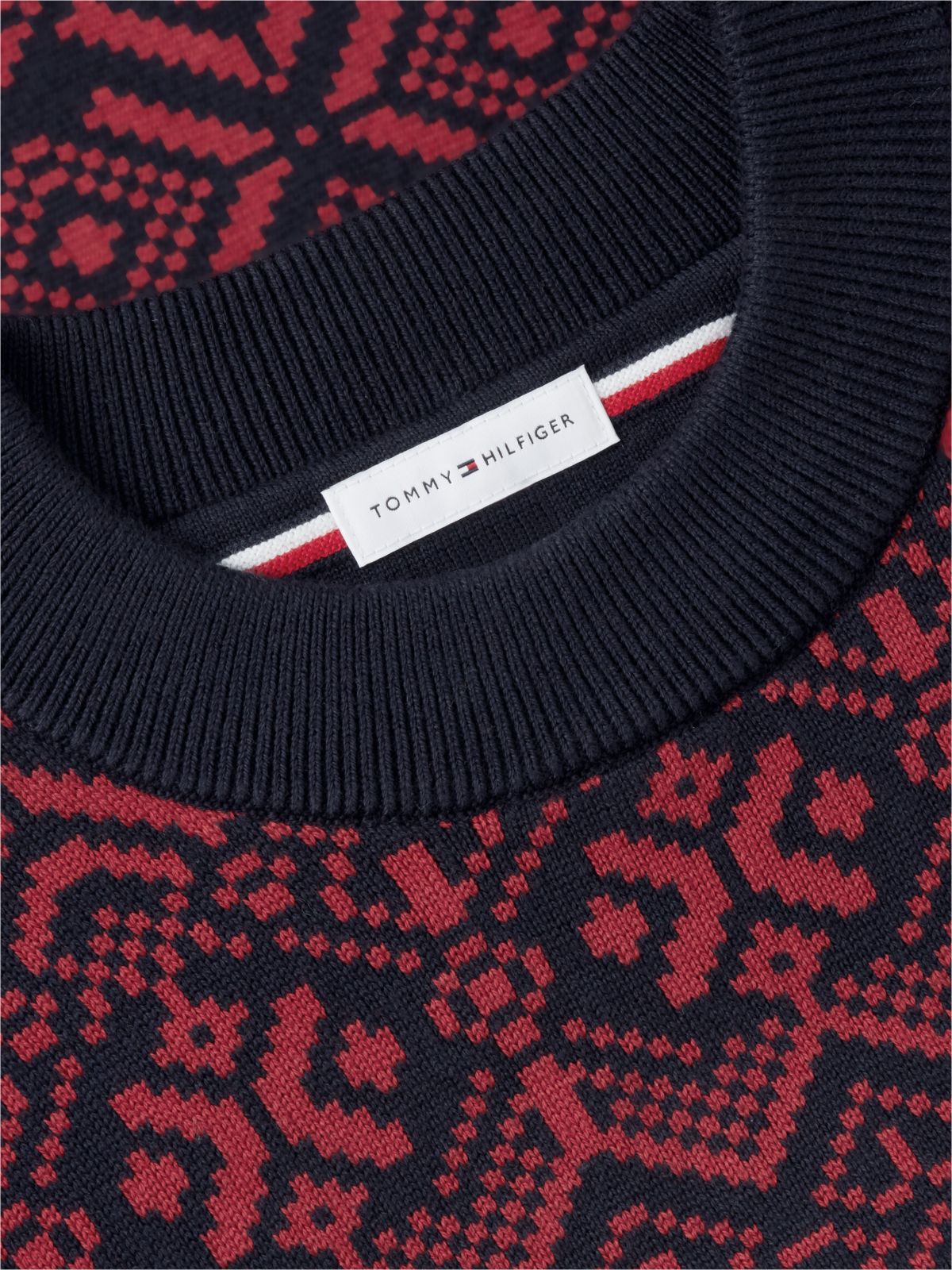 Fair Isle Relaxed Crew Neck Jumper — Red