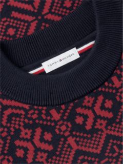 Fair Isle Relaxed Crew Neck Jumper — Red 6