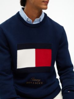 Intarsia Flag Crew Neck Jumper — Blue 3