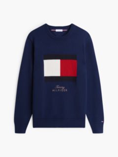 Intarsia Flag Crew Neck Jumper — Blue 5