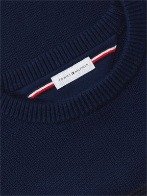 blue intarsia flag crew neck jumper for men tommy hilfiger
