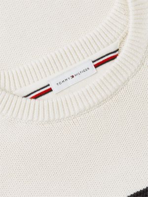 yellow intarsia flag crew neck jumper for men tommy hilfiger