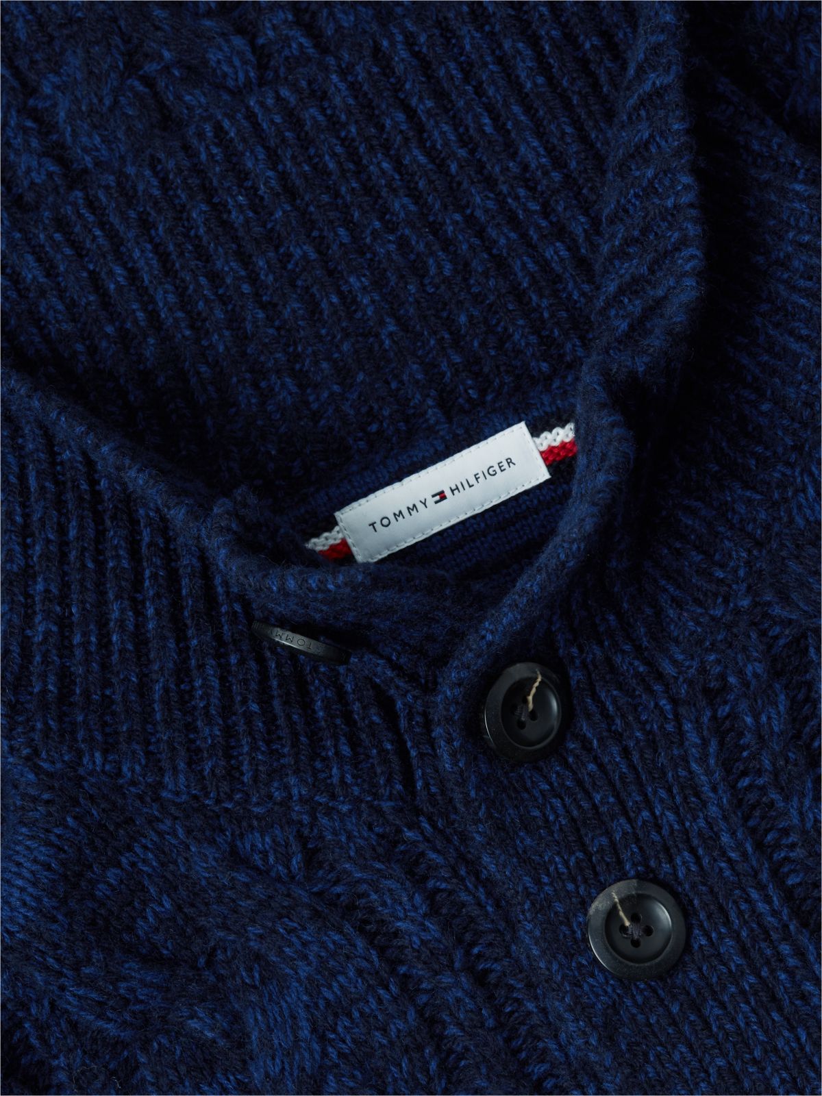 Wool Blend Button Mock Neck Jumper — Blue