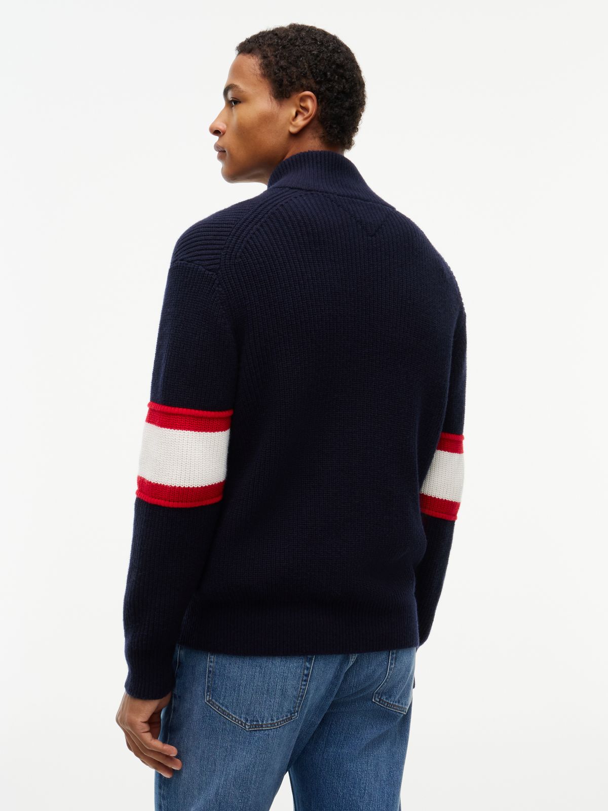 Zip-Thru Jumper With Wool — Blue