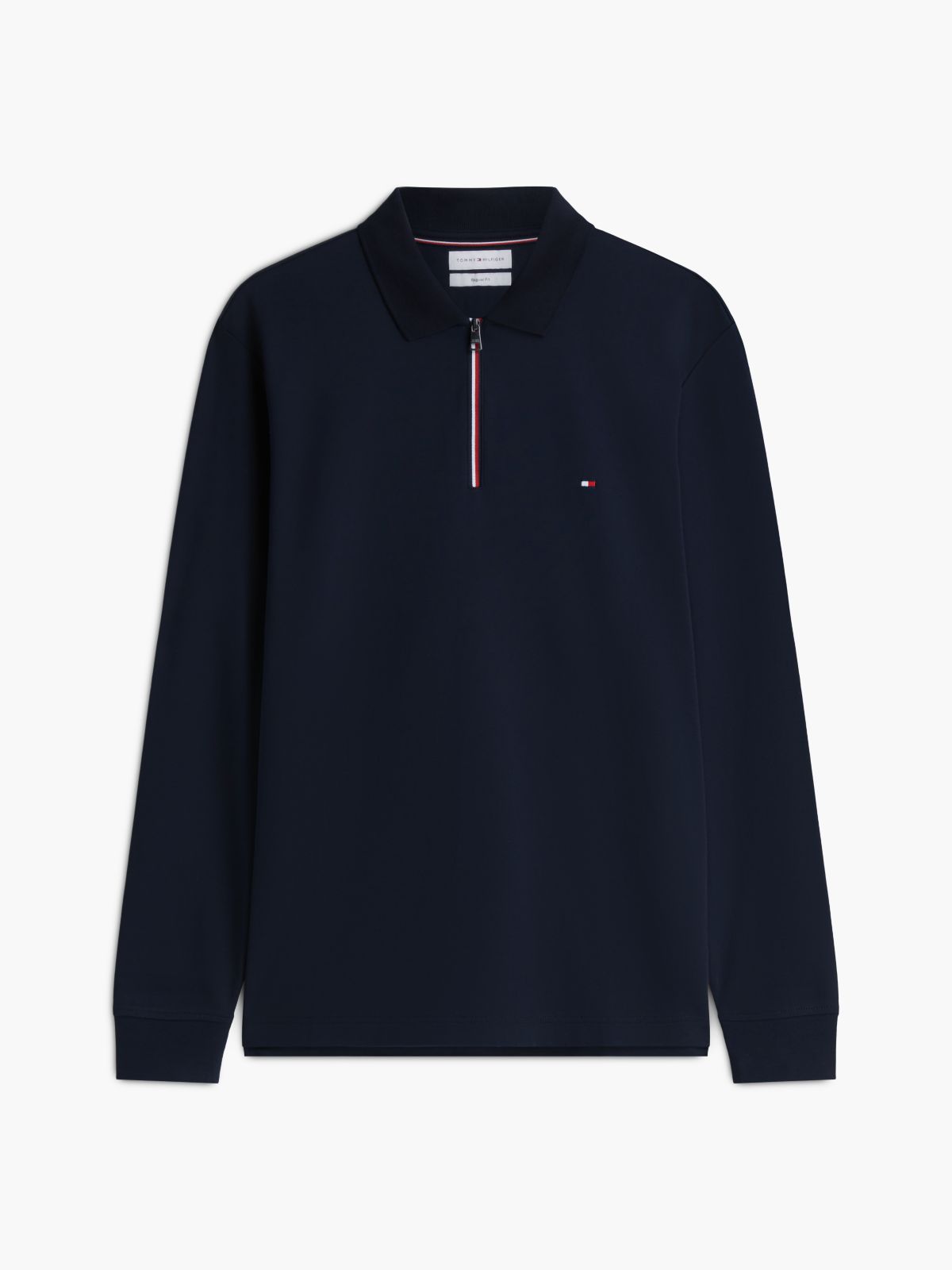 Fluid Cotton Long Sleeve Polo Shirt — Blue