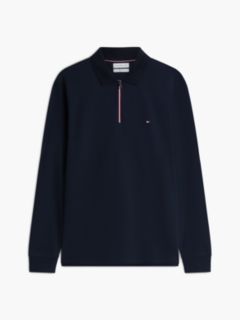 Fluid Cotton Long Sleeve Polo Shirt — Blue 5