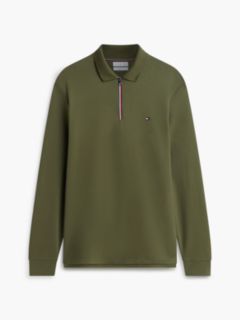Fluid Cotton Long Sleeve Polo Shirt — Green 5
