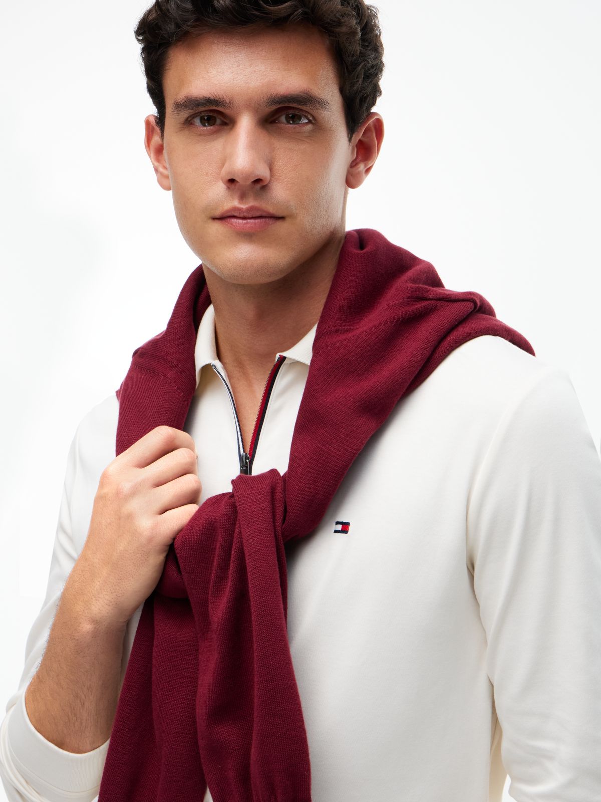 Fluid Cotton Long Sleeve Polo Shirt — Yellow