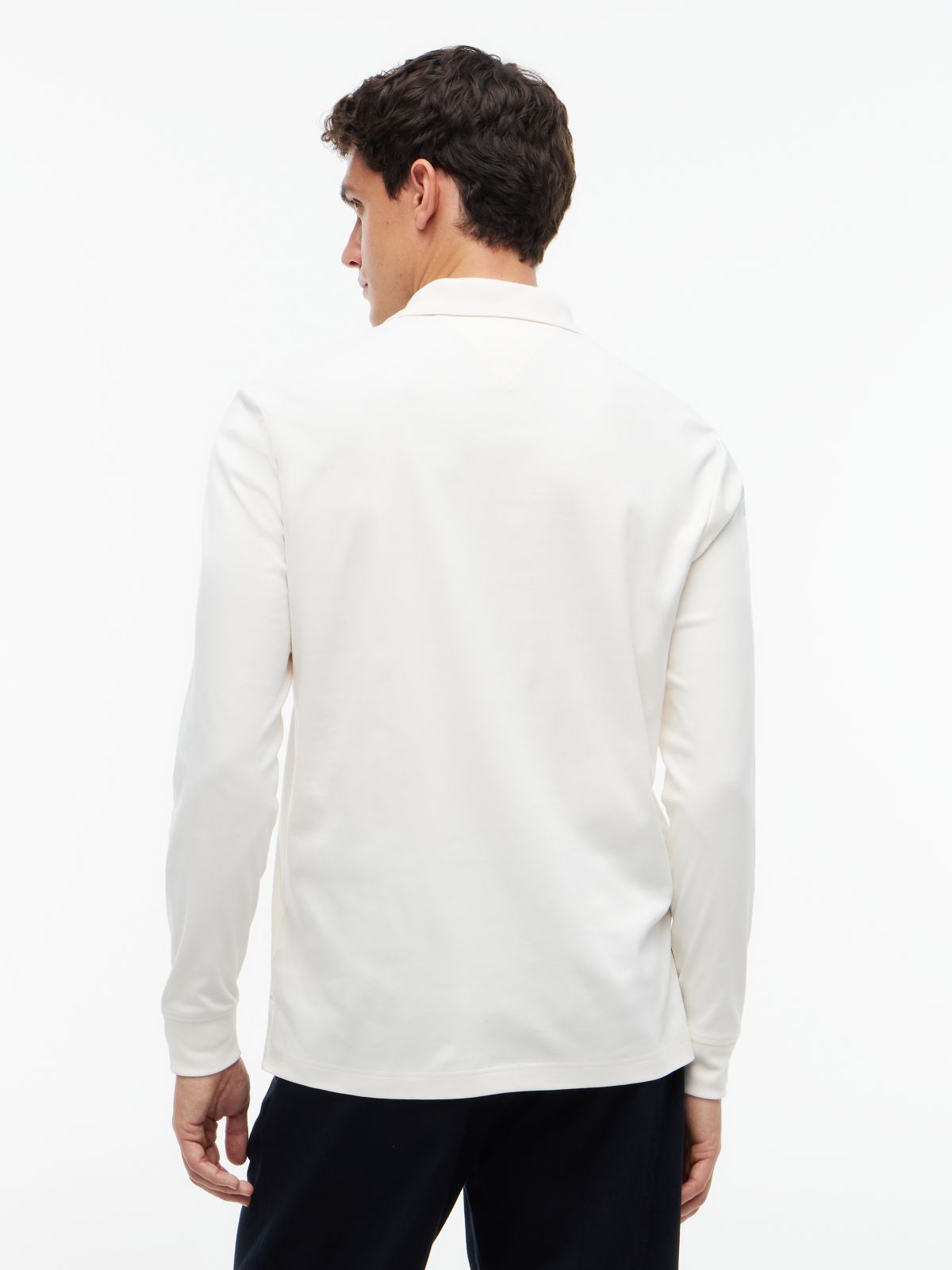 Fluid Cotton Long Sleeve Polo Shirt — Yellow