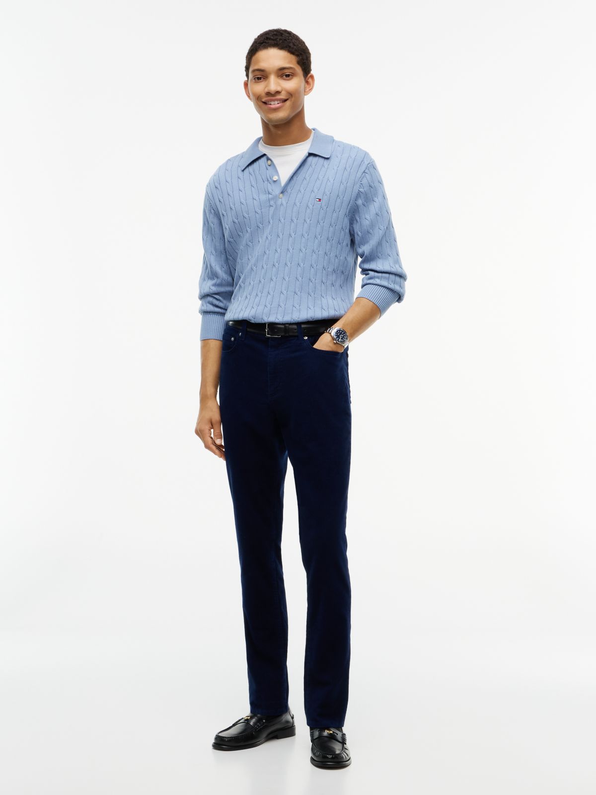 Bleeker Slim Corduroy Trousers — Blue