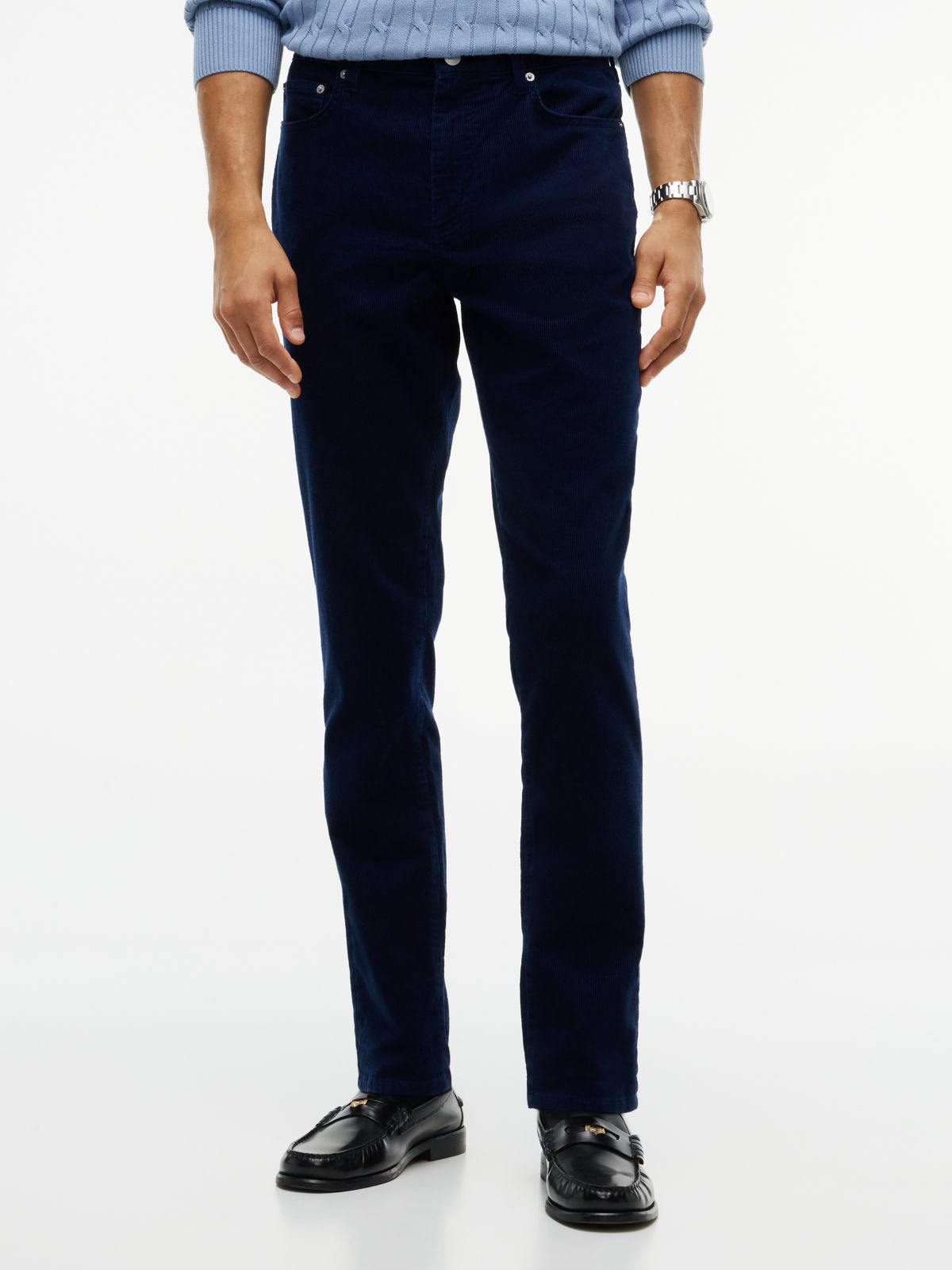 Bleeker Slim Corduroy Trousers — Blue