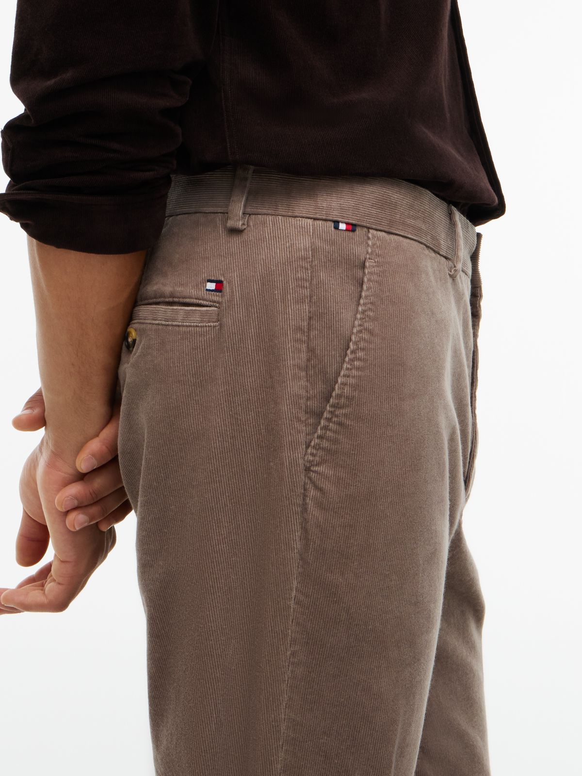 Denton Slim Straight Fine Corduroy Chinos — Beige