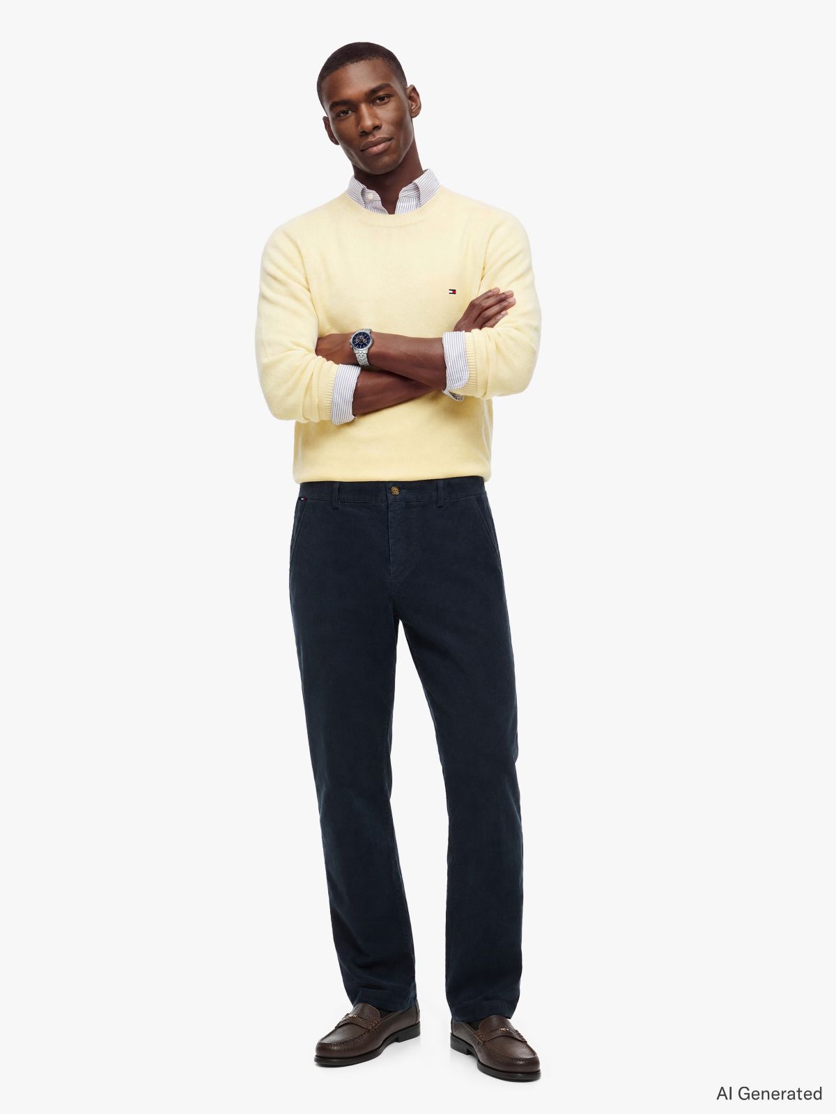 Denton Slim Straight Fine Corduroy Chinos — Blue