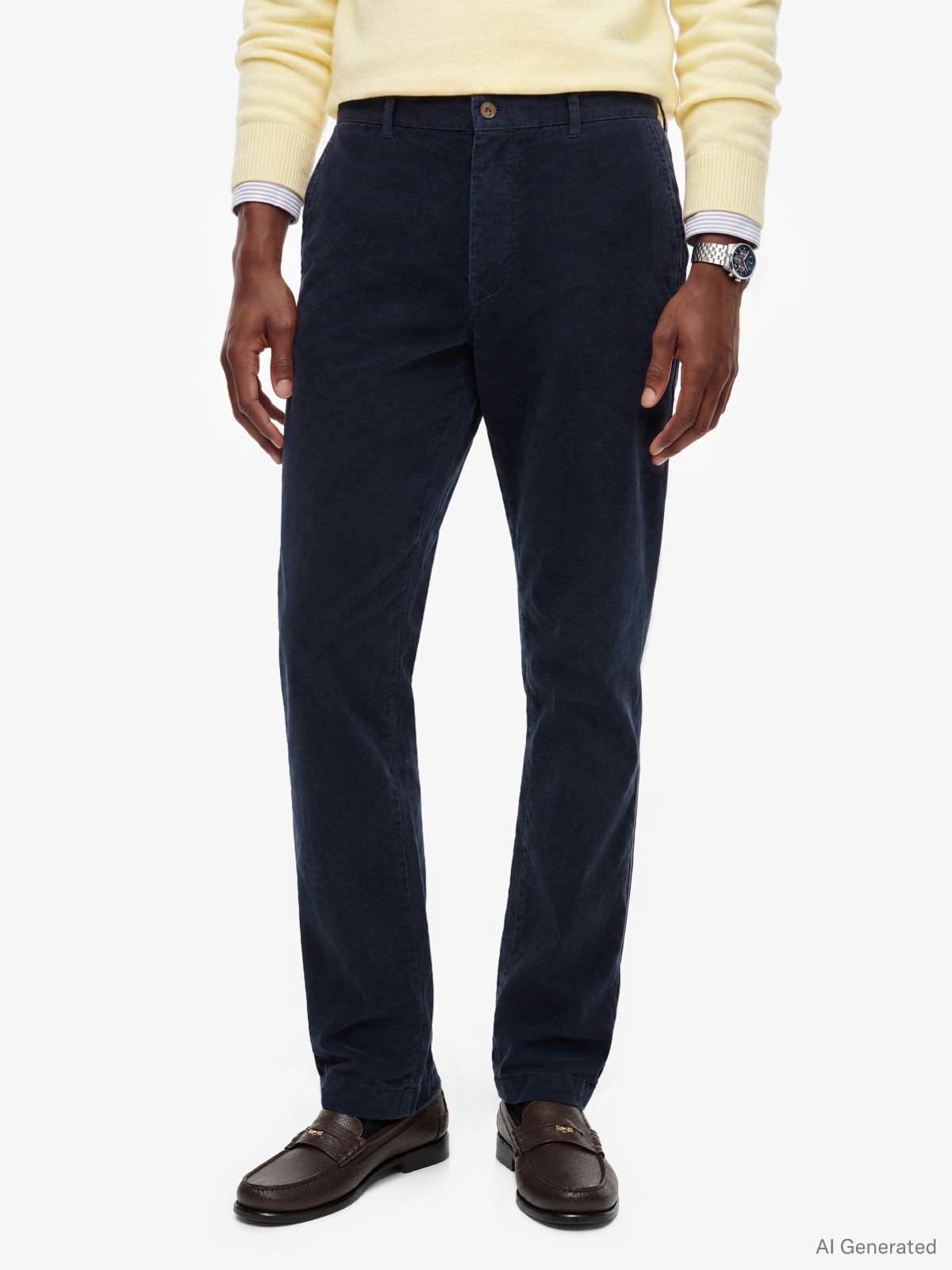 Denton Slim Straight Fine Corduroy Chinos — Blue