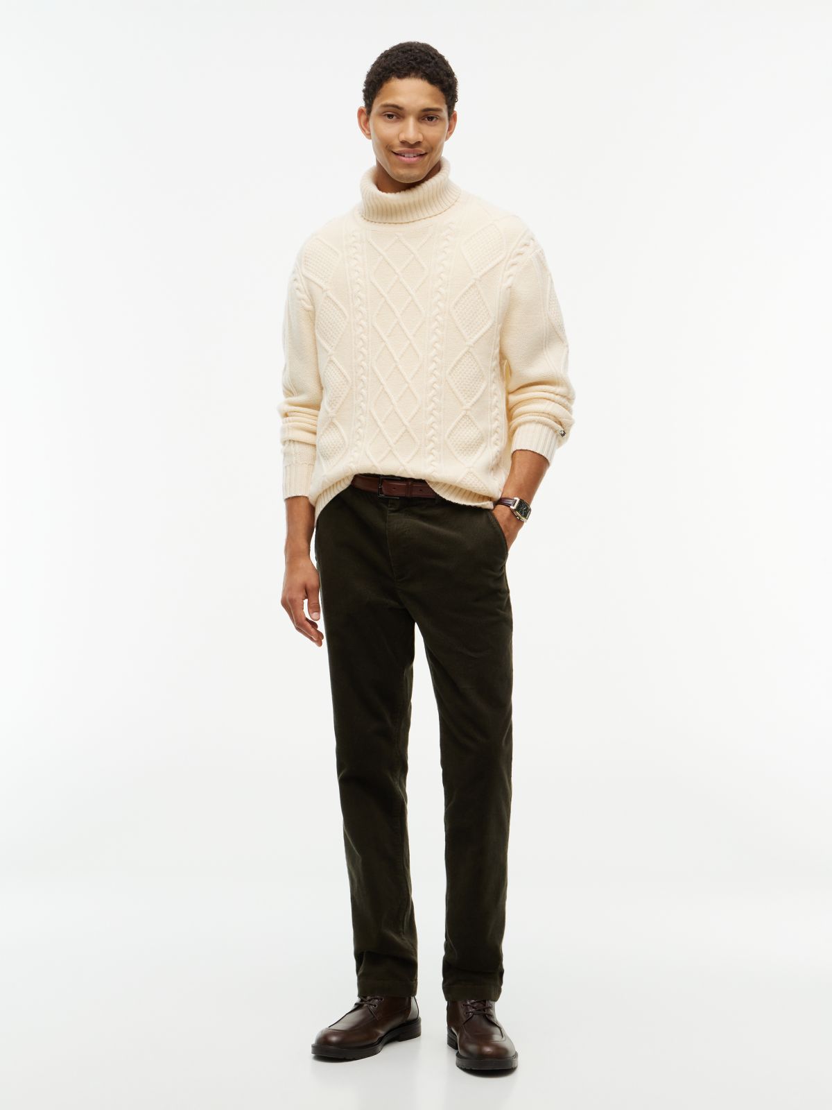 Denton Slim Straight Fine Corduroy Chinos — Green