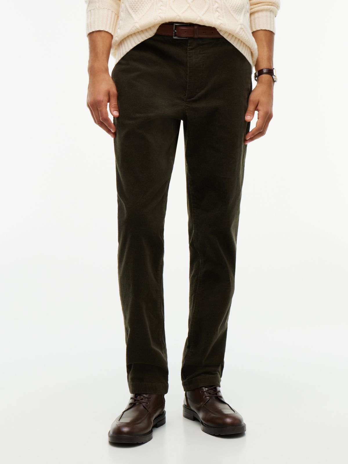 Denton Slim Straight Fine Corduroy Chinos — Green