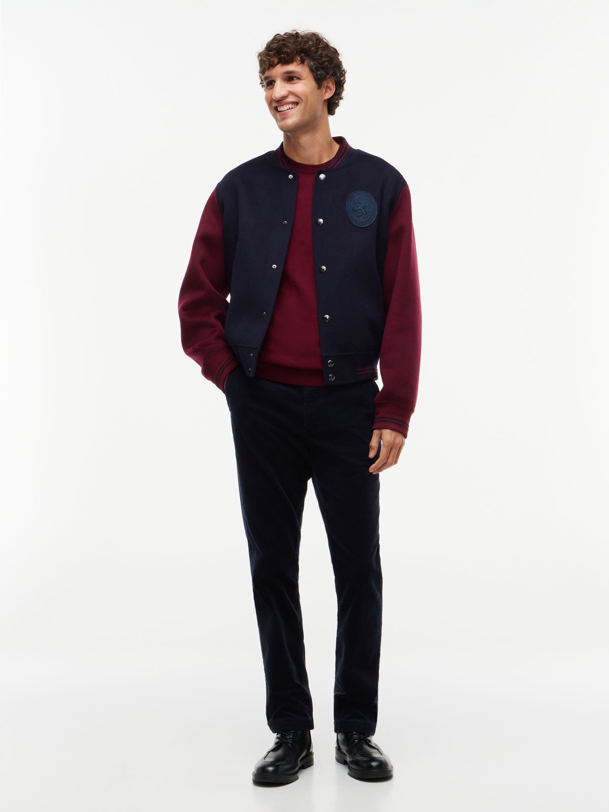 Denton Slim Straight Fine Corduroy Chinos — Blue