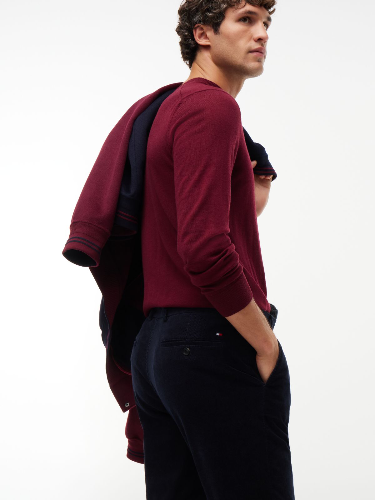 Denton Slim Straight Fine Corduroy Chinos — Blue