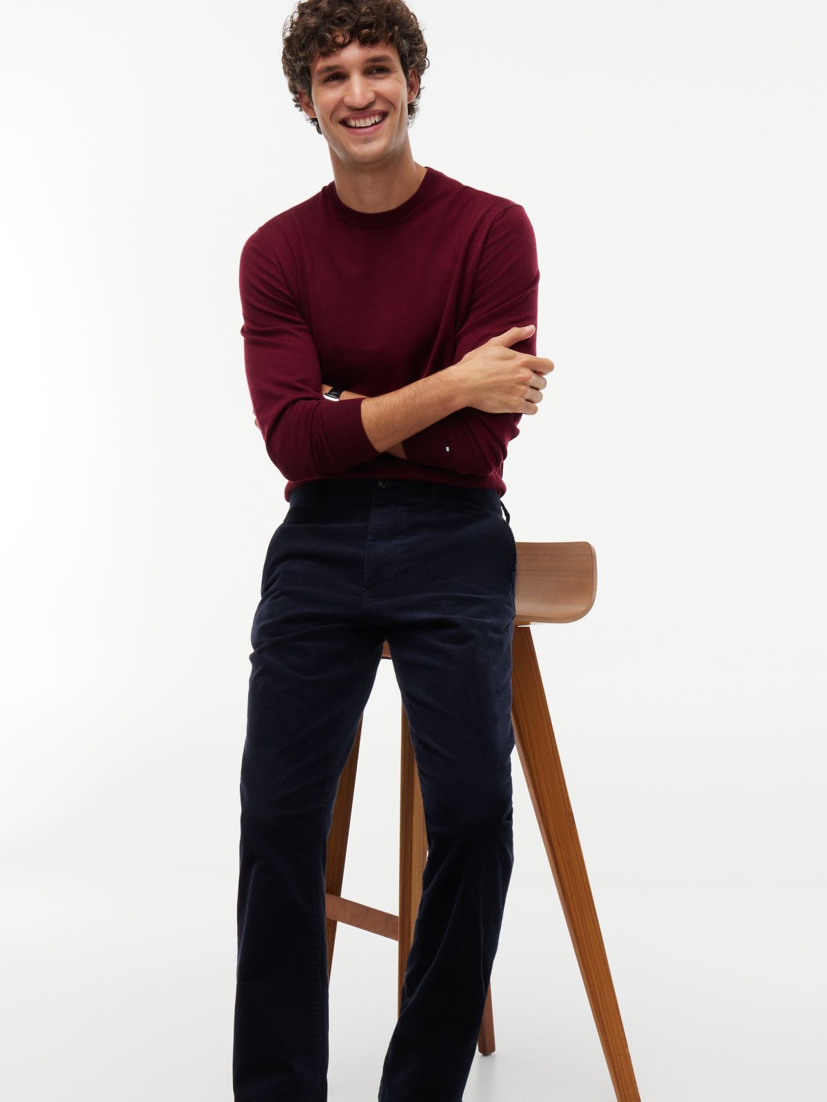 Denton Slim Straight Fine Corduroy Chinos — Blue
