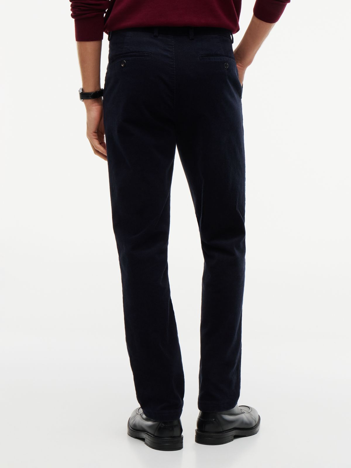 Denton Slim Straight Fine Corduroy Chinos — Blue