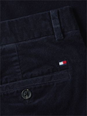 blue denton slim straight fine corduroy chinos for men tommy hilfiger