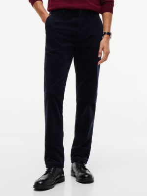 blue denton slim straight fine corduroy chinos for men tommy hilfiger