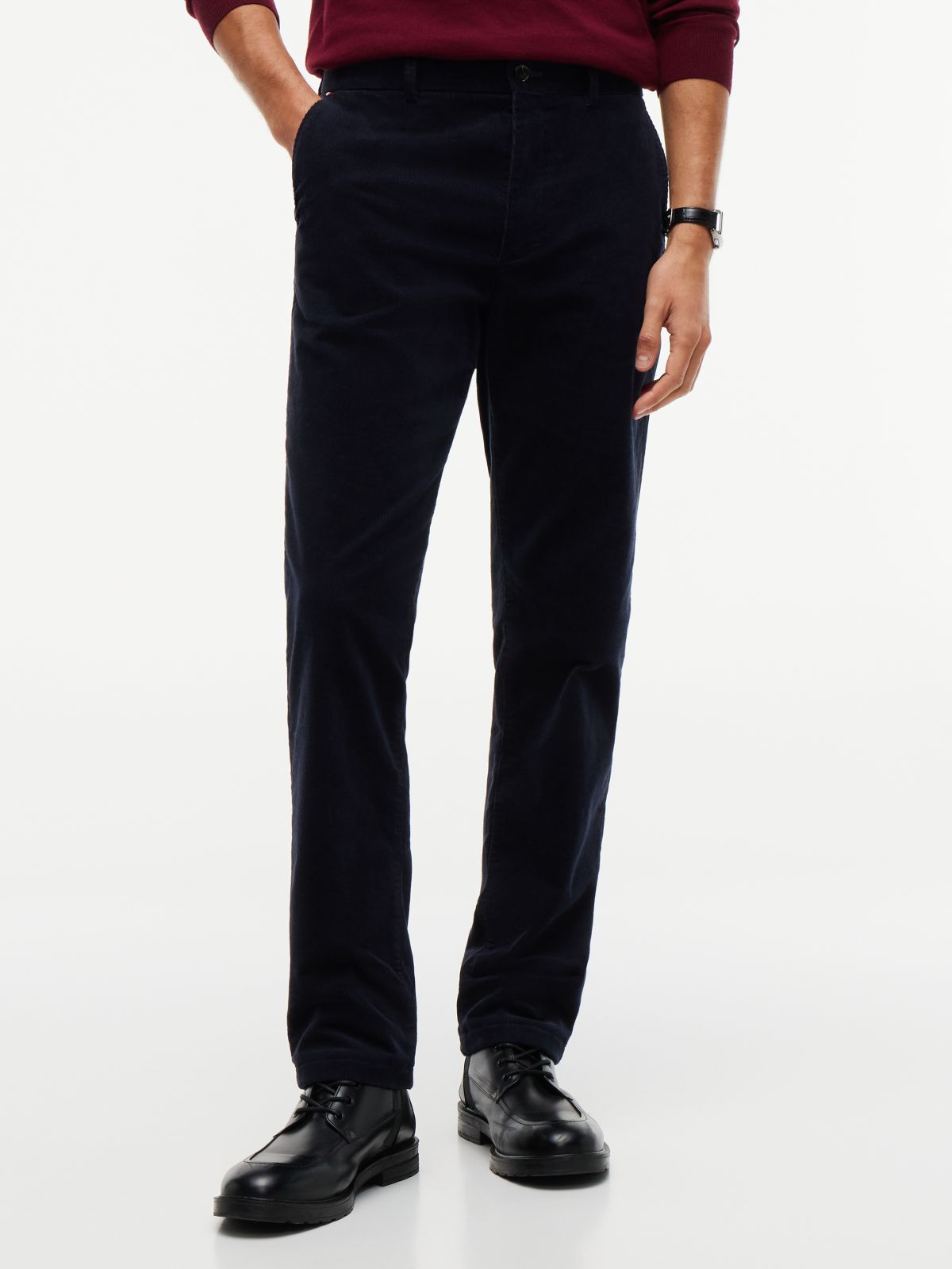 Denton Slim Straight Fine Corduroy Chinos — Blue