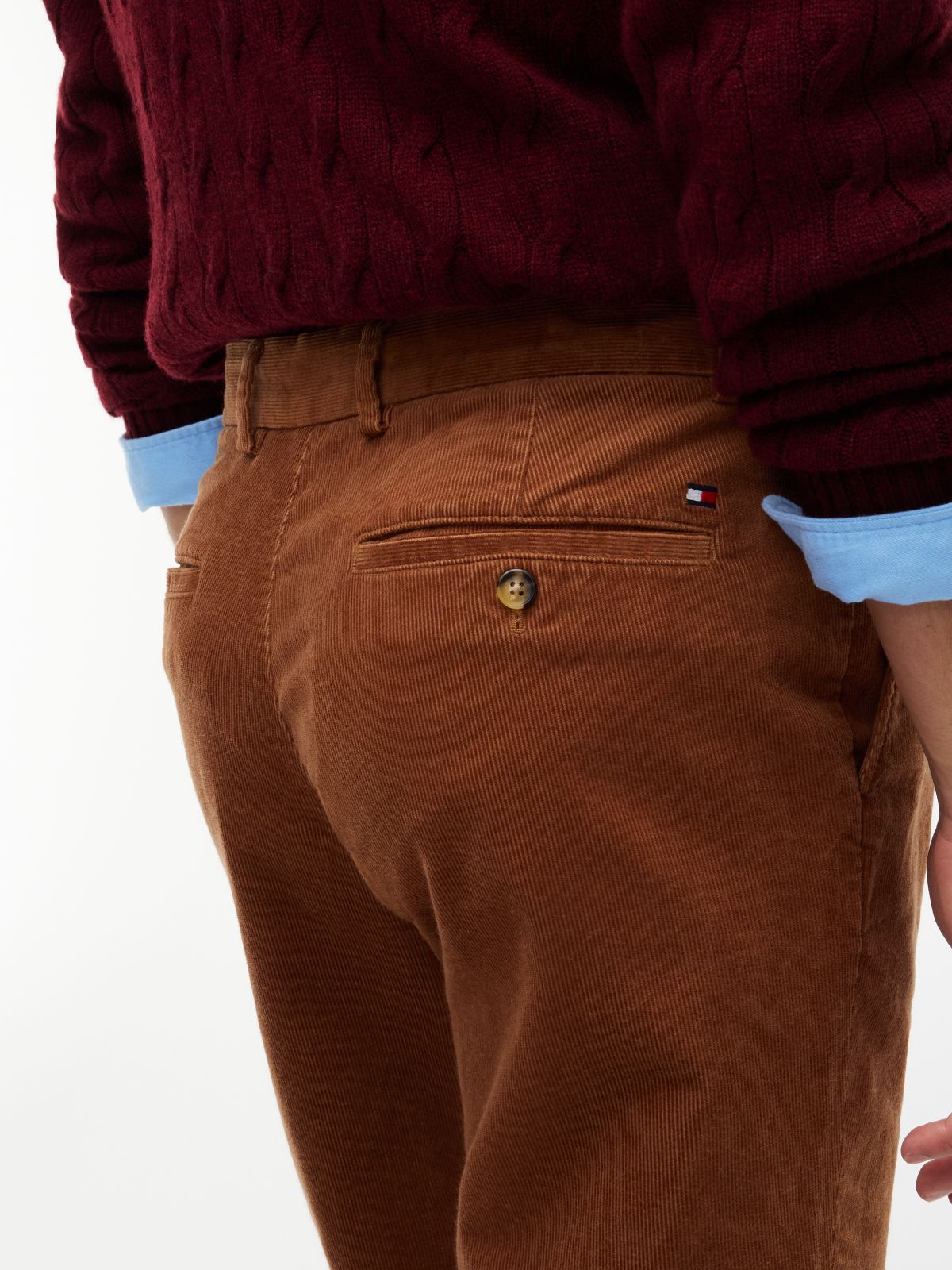 Denton Slim Straight Fine Corduroy Chinos — Brown