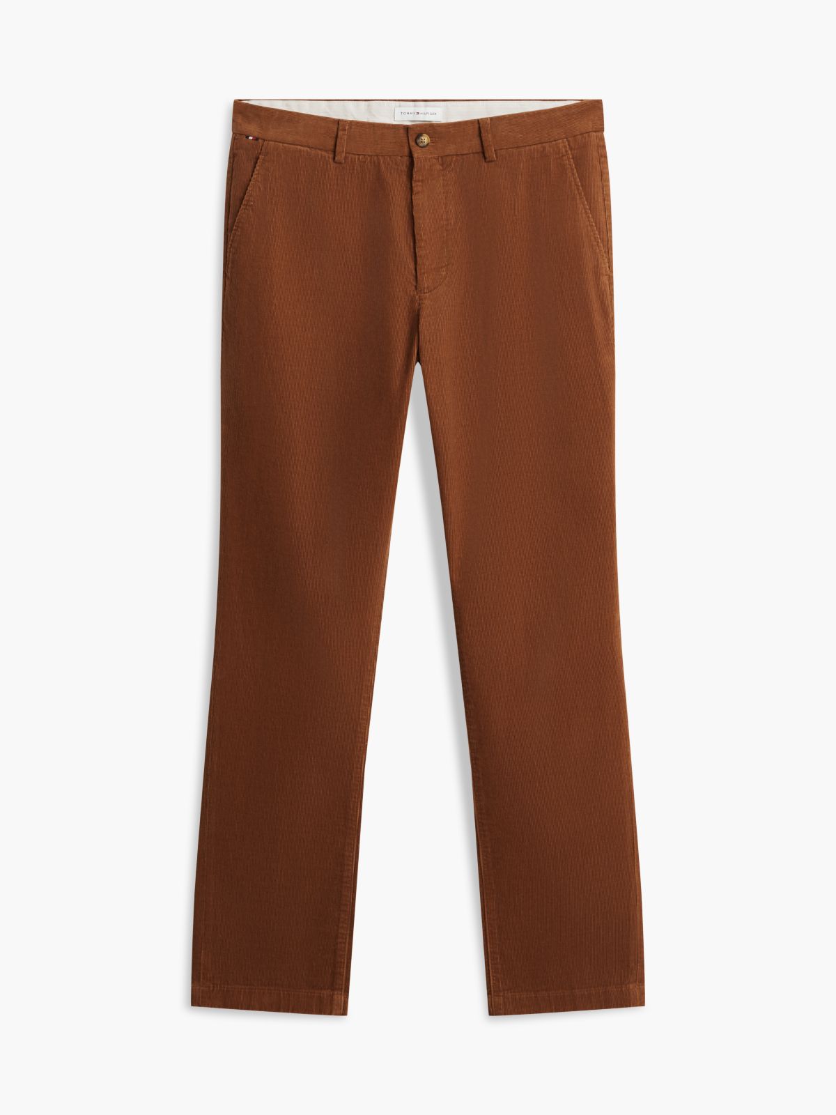 Denton Slim Straight Fine Corduroy Chinos — Brown