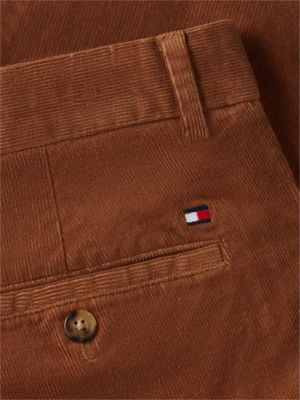 brown denton slim straight fine corduroy chinos for men tommy hilfiger