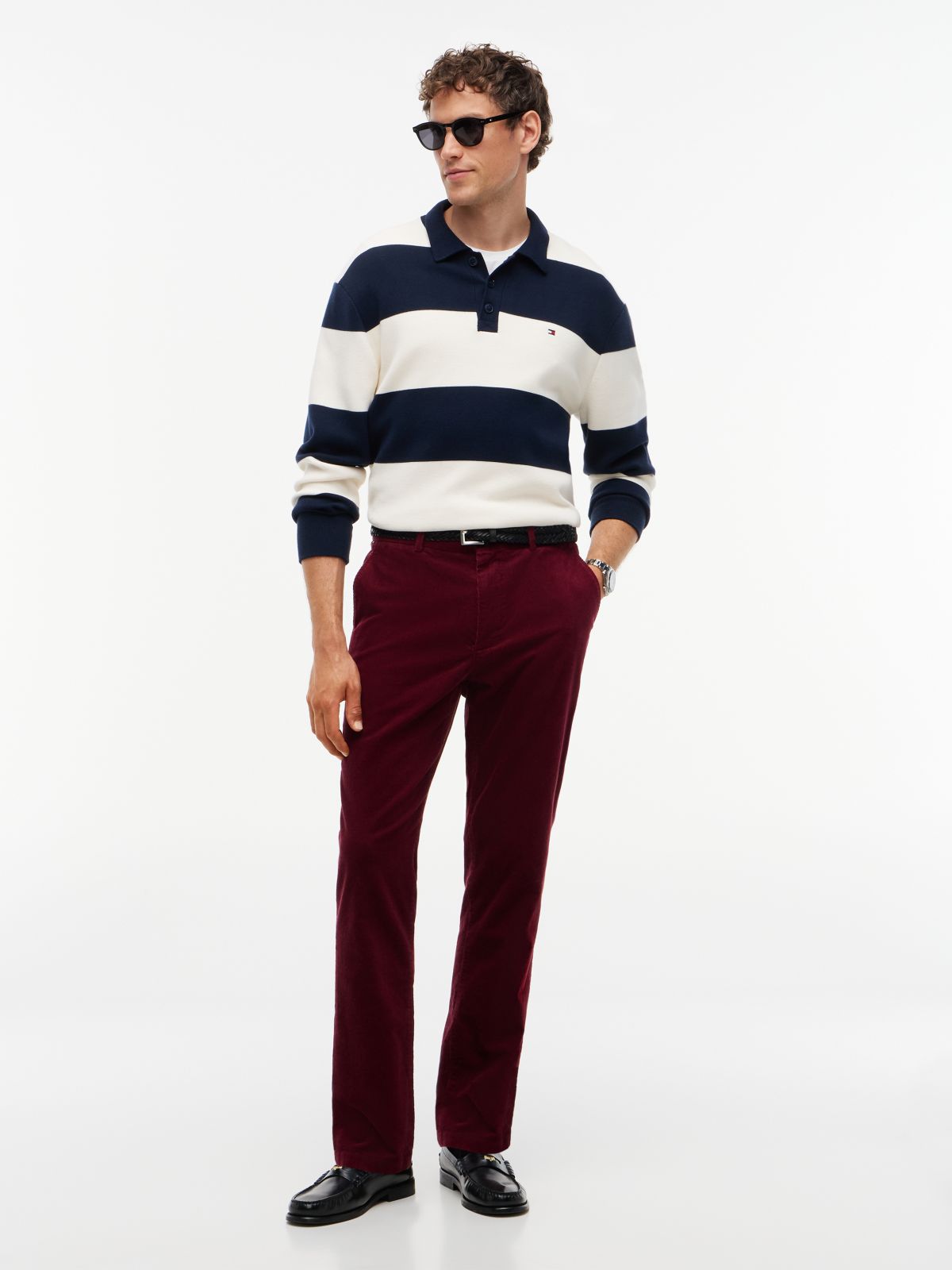 Denton Slim Straight Fine Corduroy Chinos — Purple