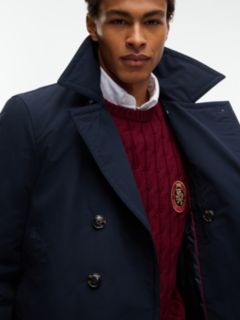 New York Label Padded Relaxed Peacoat — Blue 4