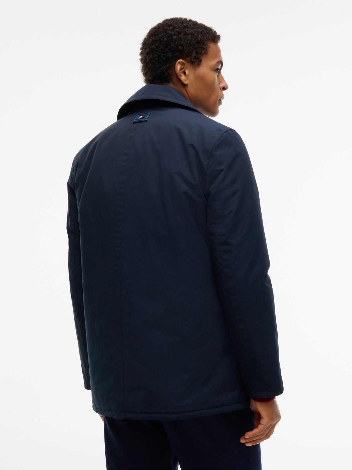 New York Label Padded Relaxed Peacoat — Blue