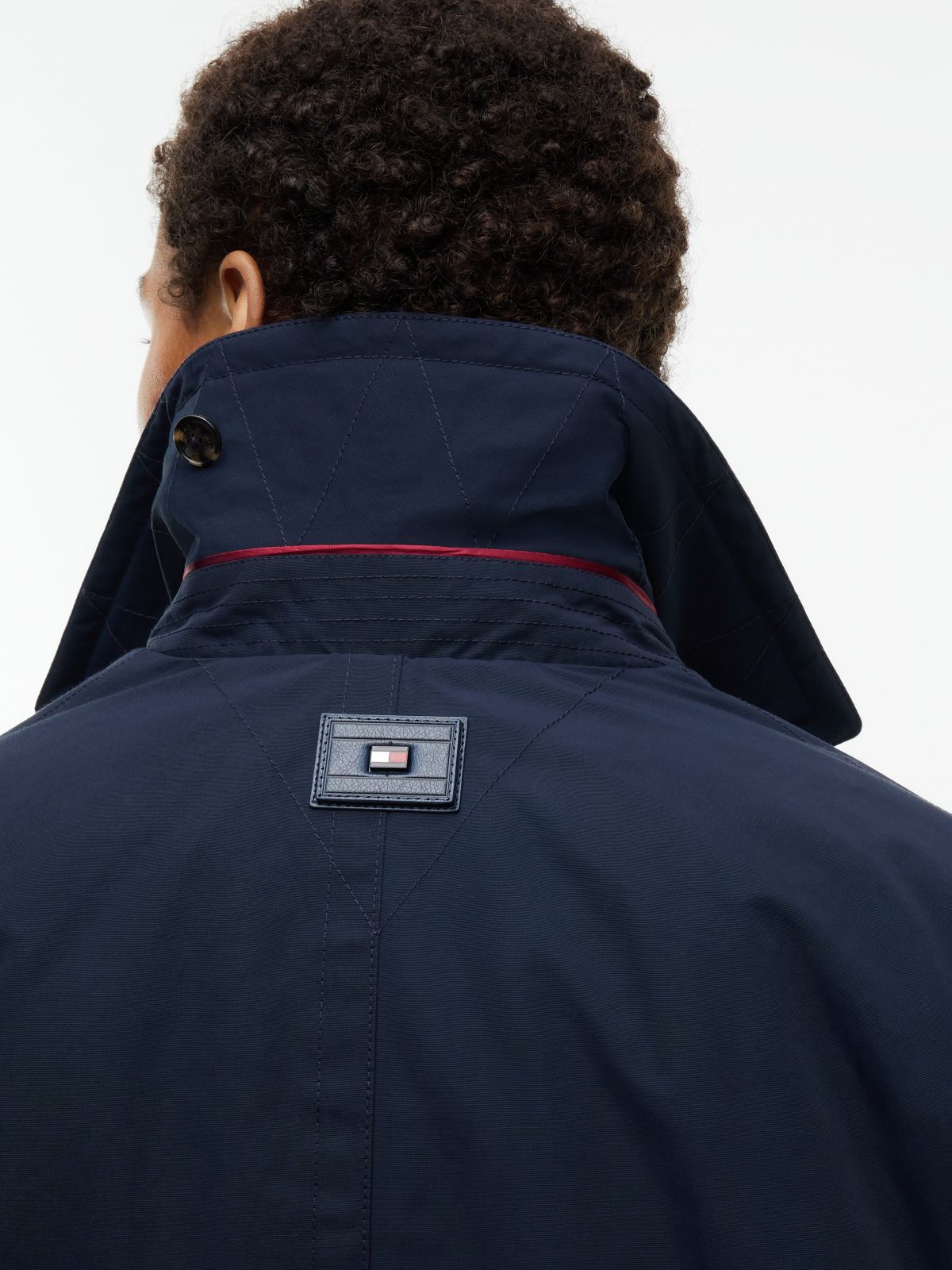 New York Label Padded Relaxed Peacoat — Blue