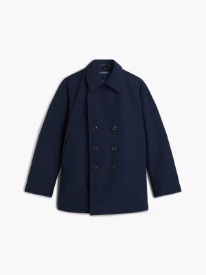 blue new york label padded relaxed peacoat for men tommy hilfiger