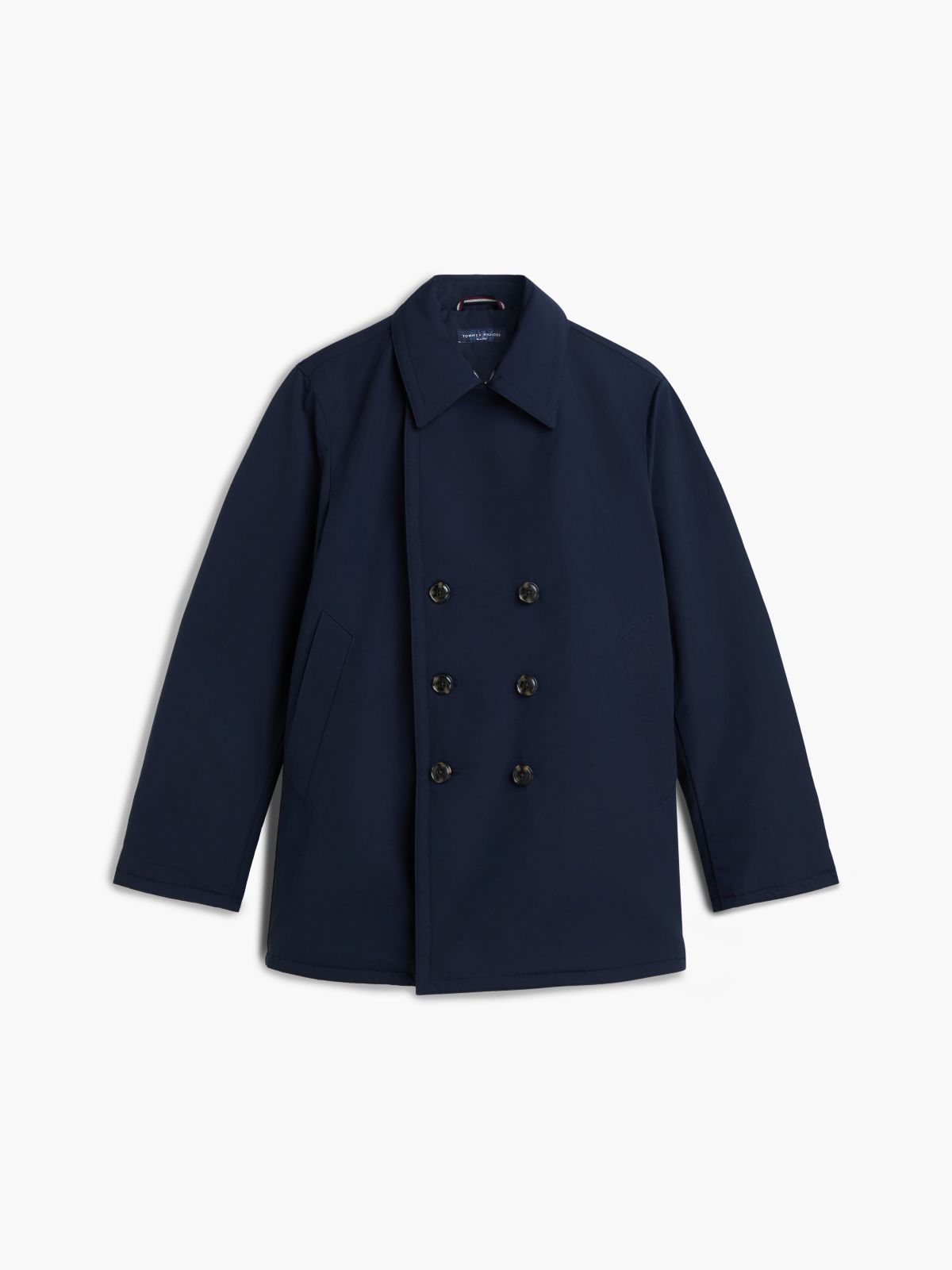 New York Label Padded Relaxed Peacoat — Blue