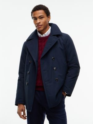 blue new york label padded relaxed peacoat for men tommy hilfiger