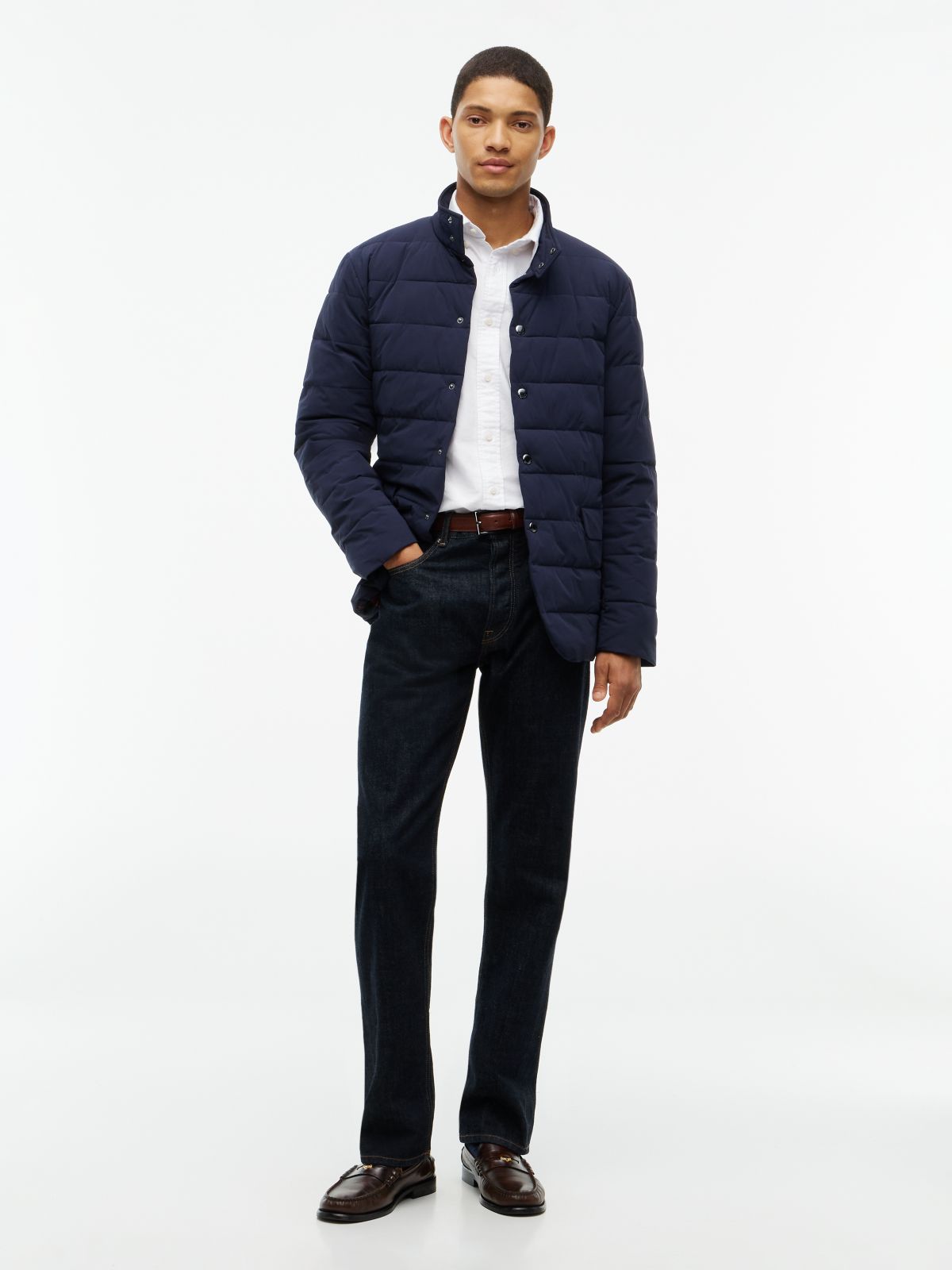 New York Label Performance Packable Padded Jacket — Blue
