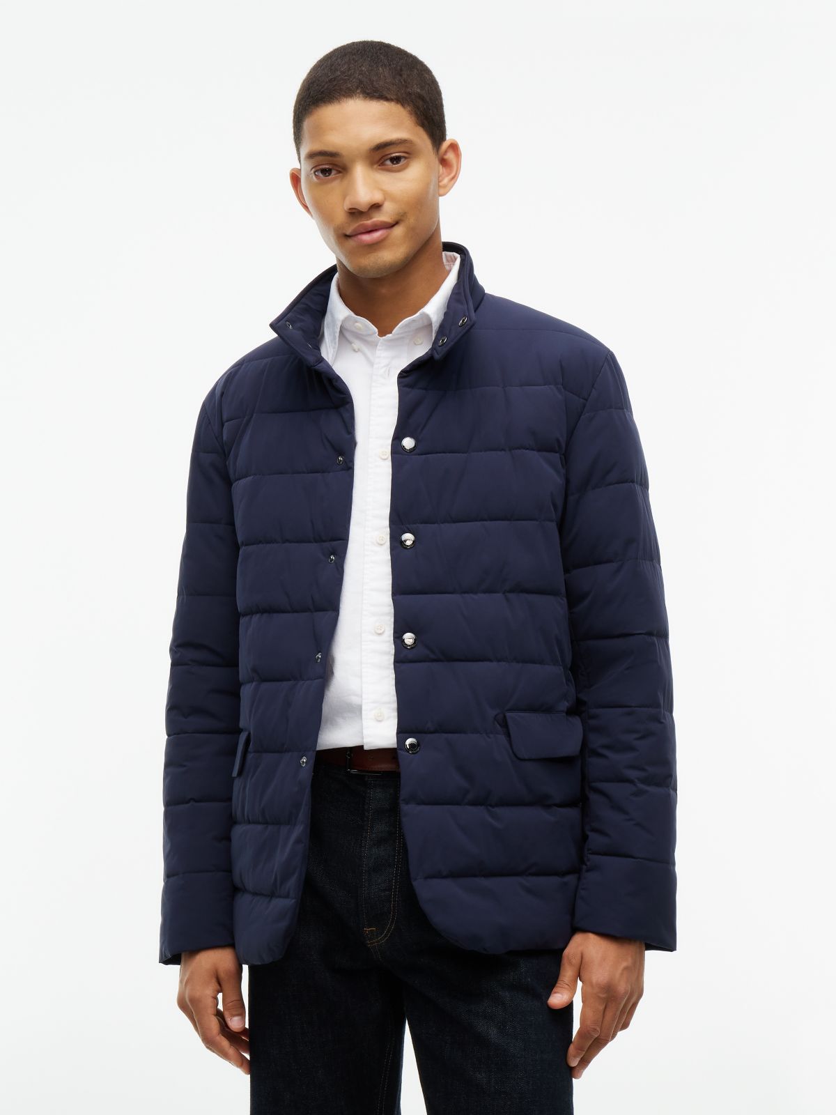 New York Label Performance Packable Padded Jacket — Blue