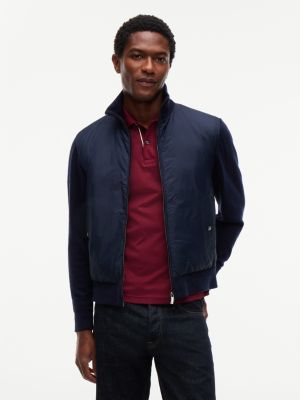 veste new york label en laine mélangée blue pour hommes tommy hilfiger