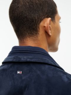 New York Label Leather Zip-Thru Jacket — Blue 3