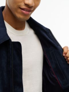 New York Label Leather Zip-Thru Jacket — Blue 4